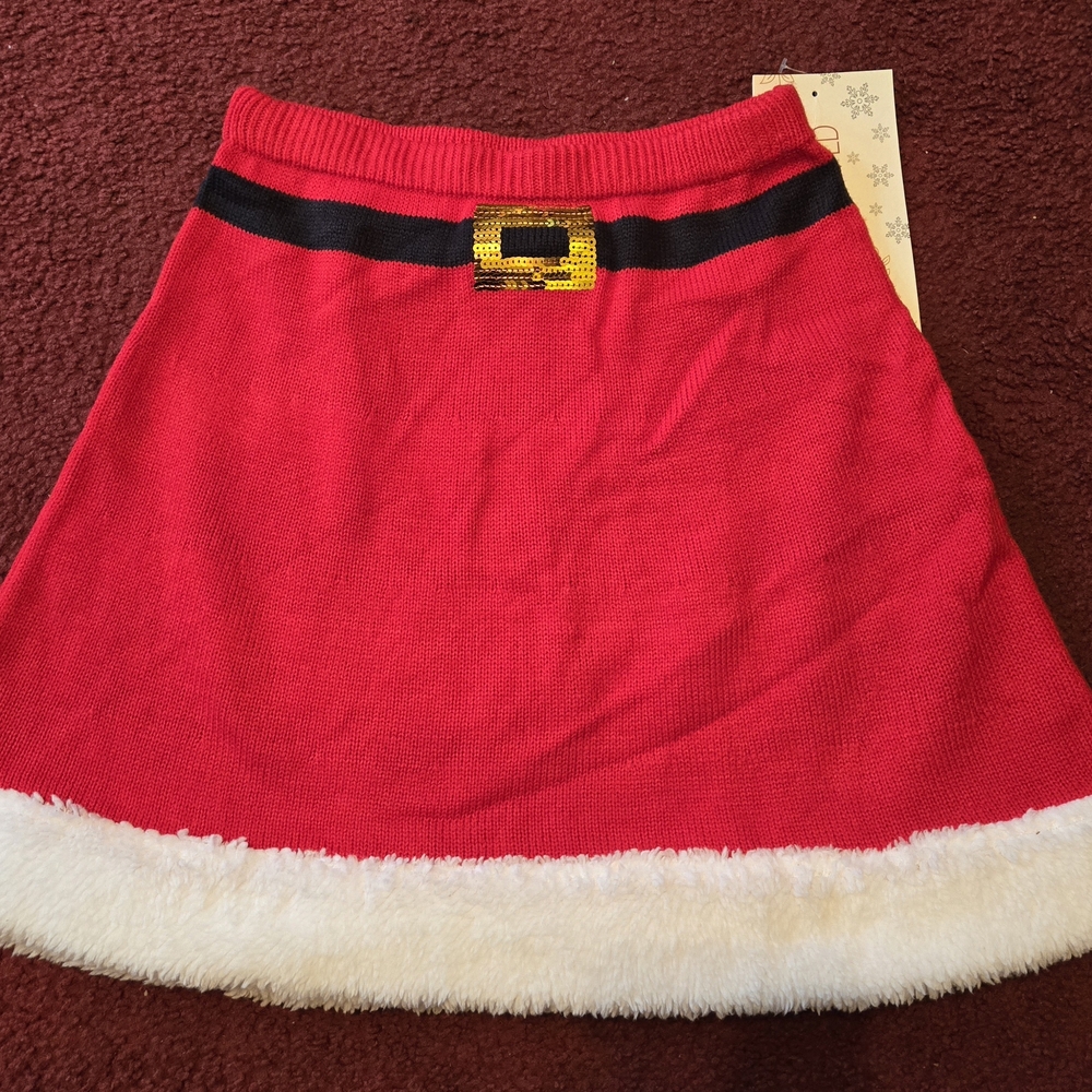 Planet Gold Red A-Line Skirt with White Trim